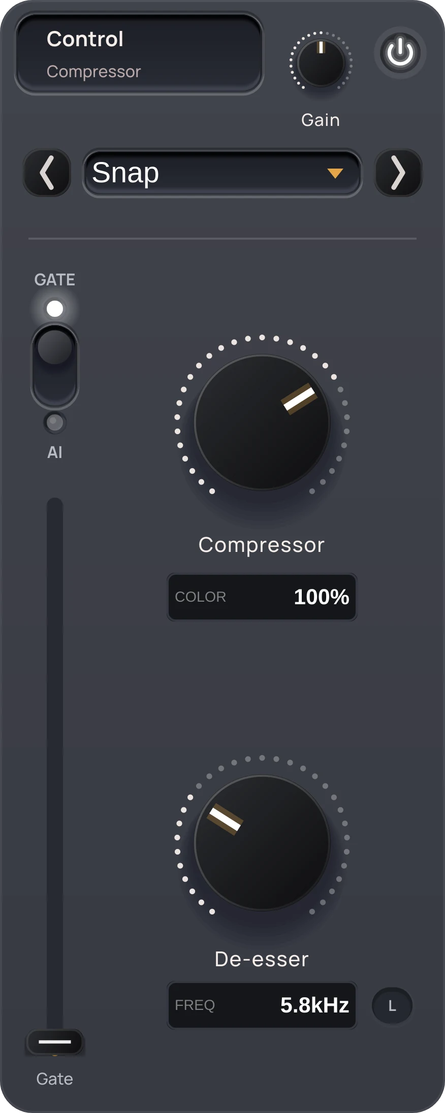 KHANTA Control module: noise gate, compressor and de-esser